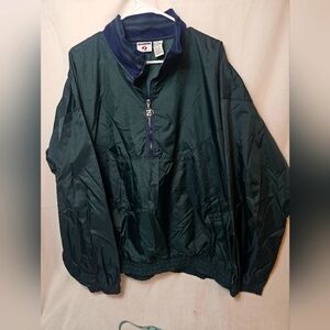 Vintage 90s Jerzees Green Half-Zip Windbreaker Jacket